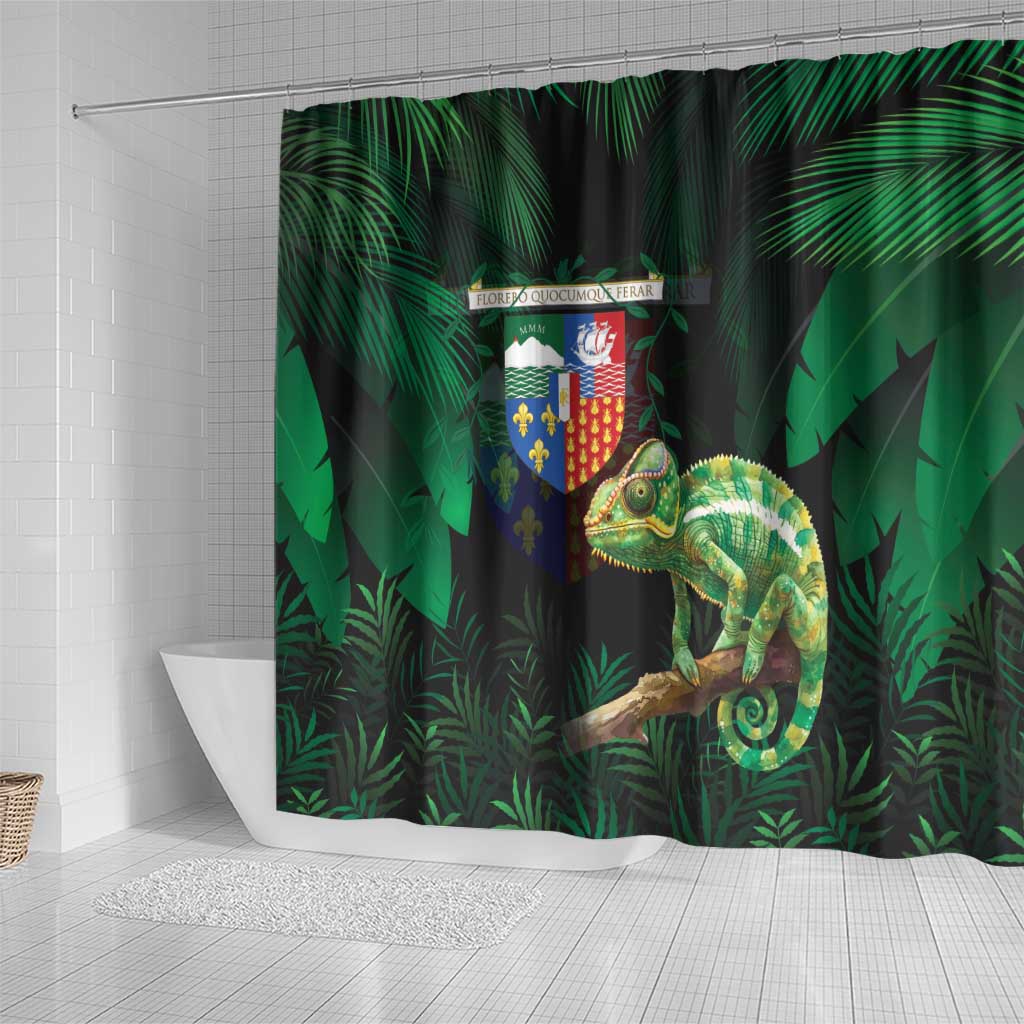 Reunion Island Shower Curtain Furcifer Pardalis With Coat Of Arms LT15