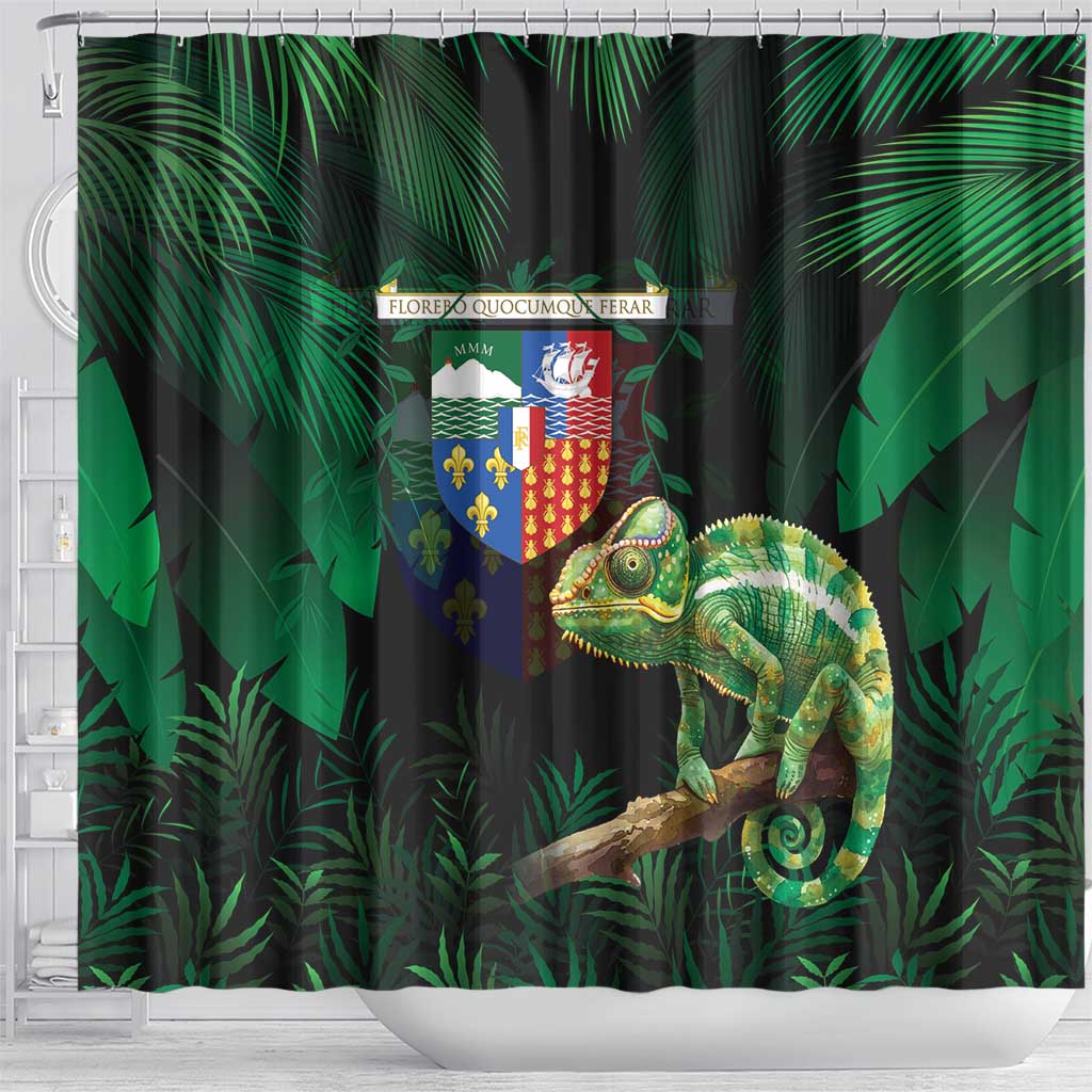 Reunion Island Shower Curtain Furcifer Pardalis With Coat Of Arms LT15