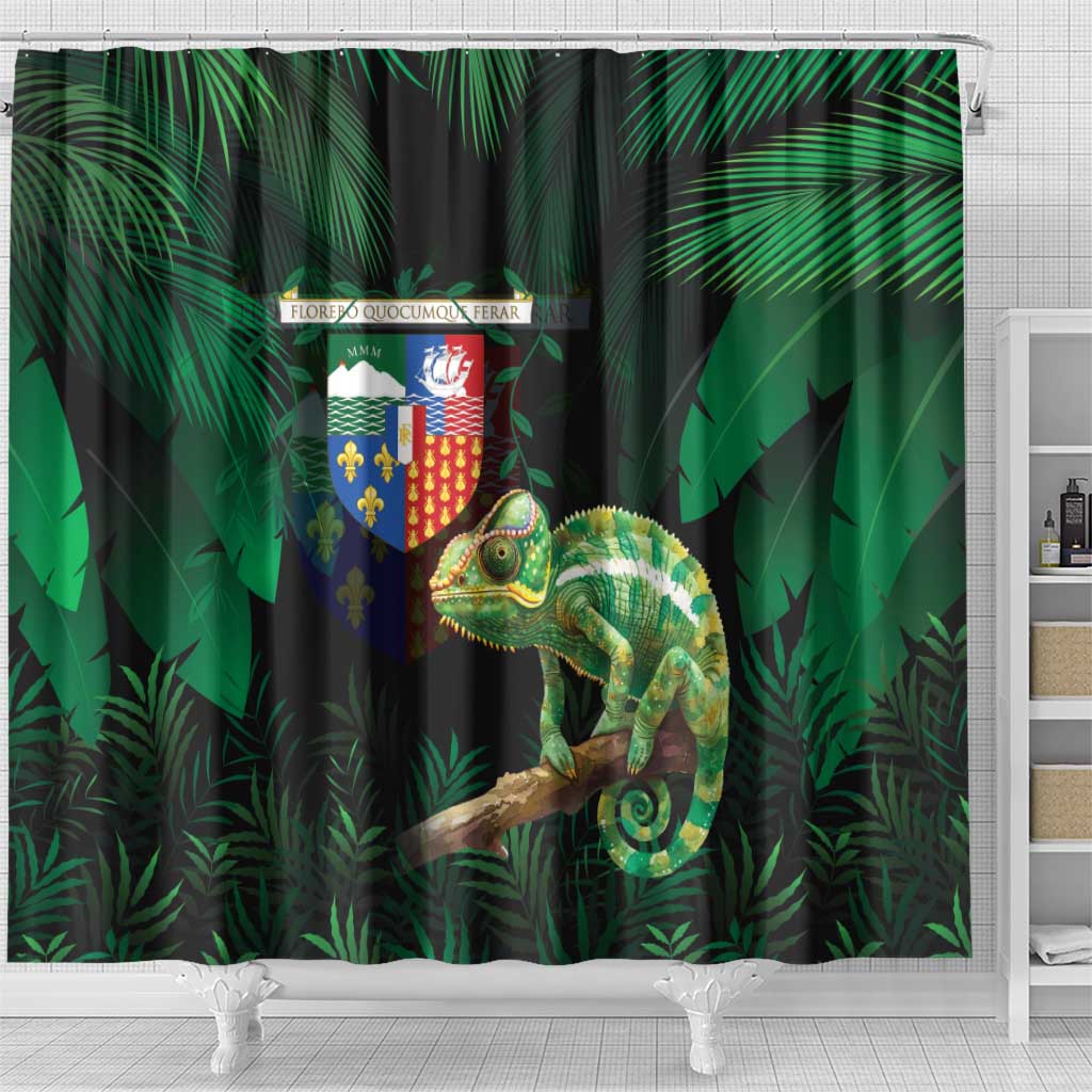 Reunion Island Shower Curtain Furcifer Pardalis With Coat Of Arms LT15