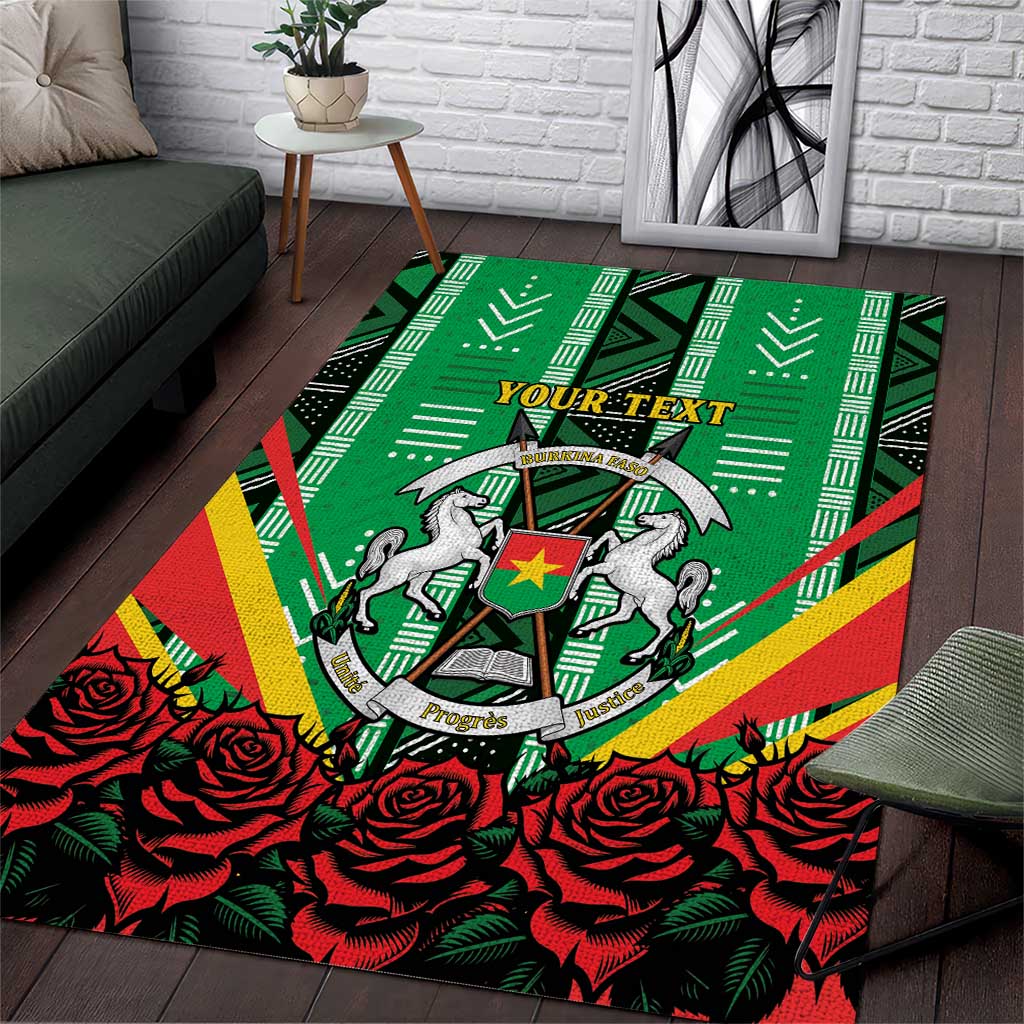 Personalised Afro Burkina Faso Area Rug Coat Of Arms With Rose LT15