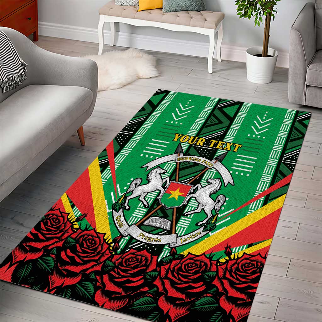 Personalised Afro Burkina Faso Area Rug Coat Of Arms With Rose LT15