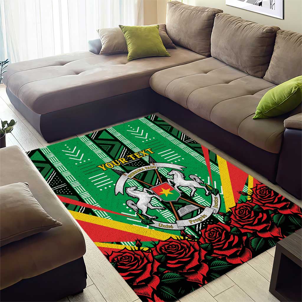 Personalised Afro Burkina Faso Area Rug Coat Of Arms With Rose LT15