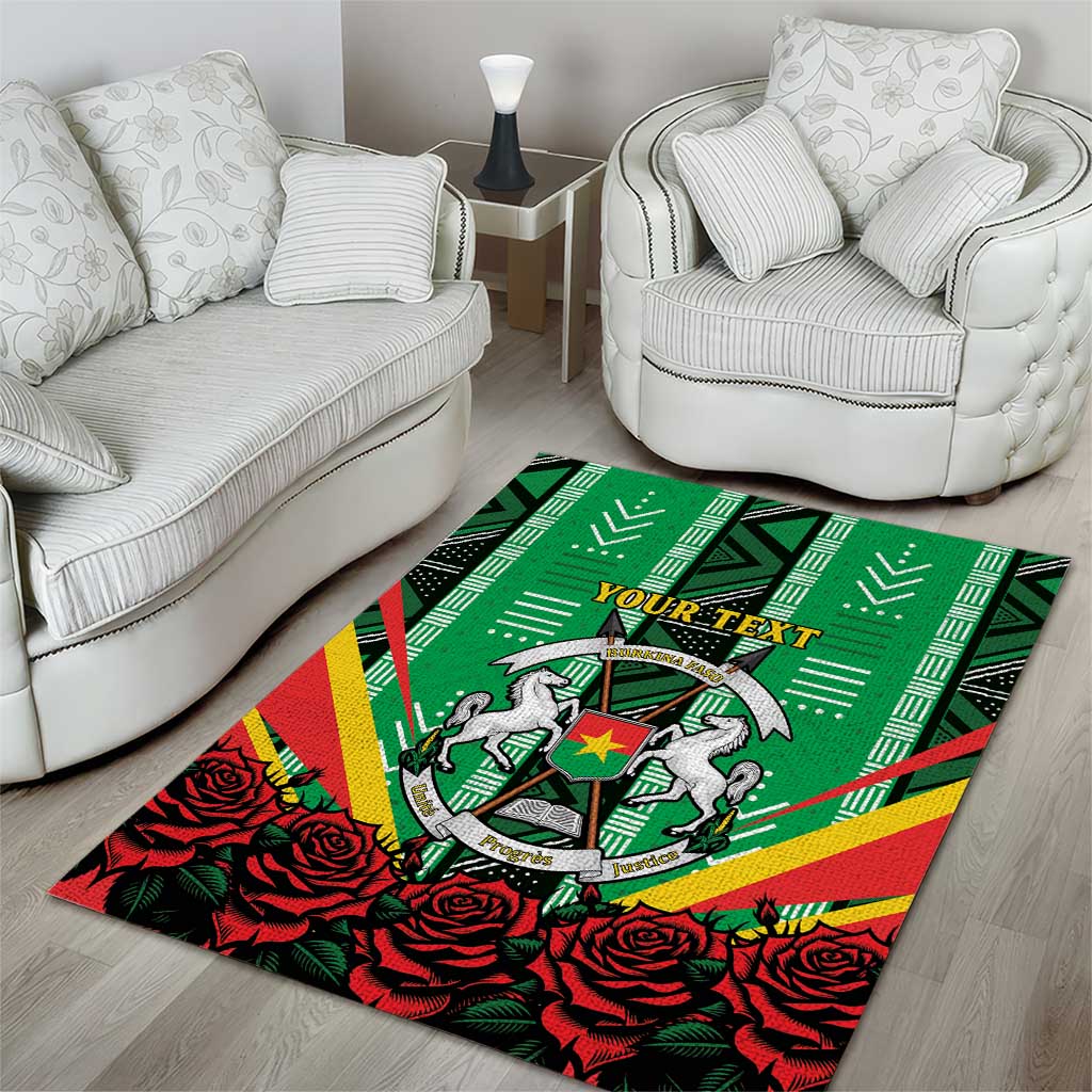 Personalised Afro Burkina Faso Area Rug Coat Of Arms With Rose LT15