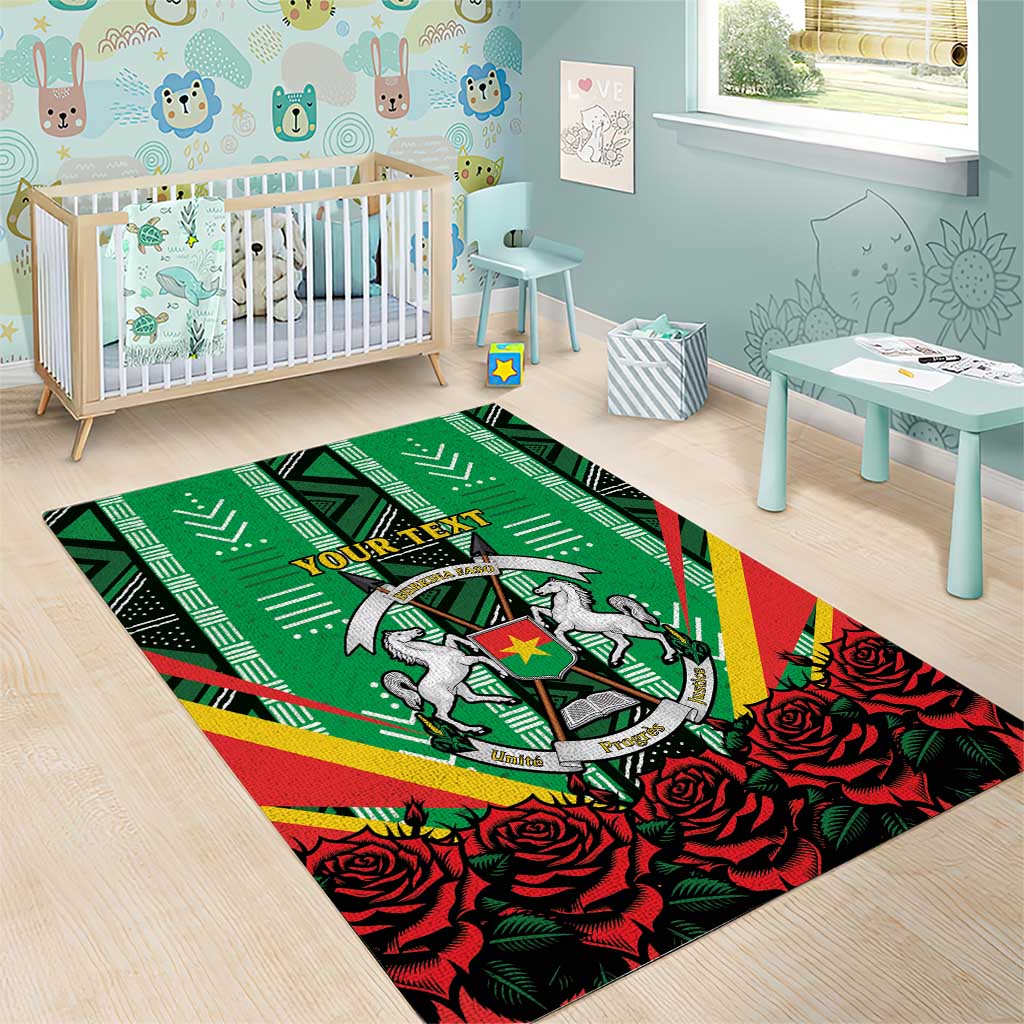Personalised Afro Burkina Faso Area Rug Coat Of Arms With Rose LT15