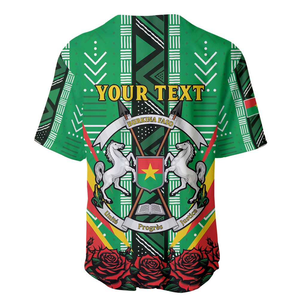 Personalised Afro Burkina Faso Baseball Jersey Coat Of Arms With Rose LT15