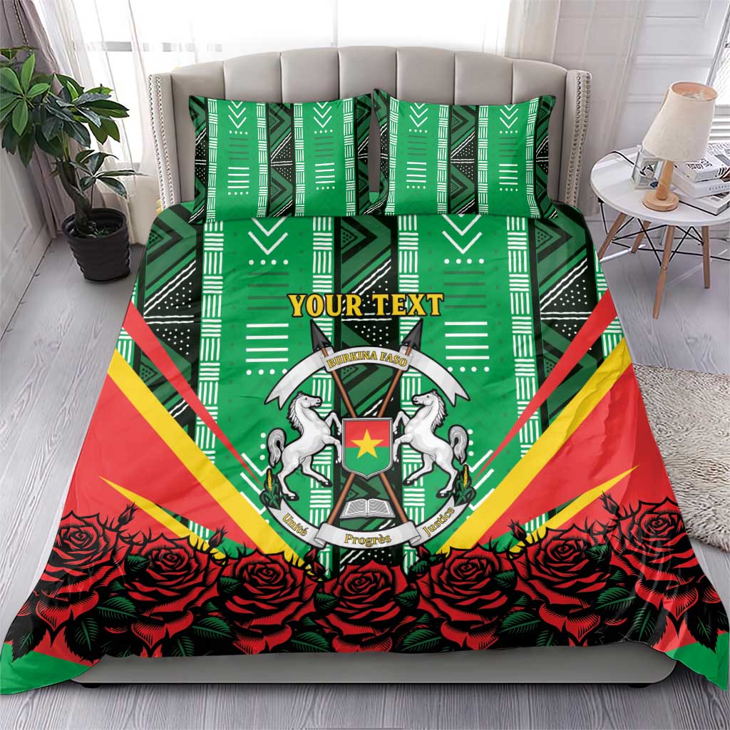 Personalised Afro Burkina Faso Bedding Set Coat Of Arms With Rose LT15