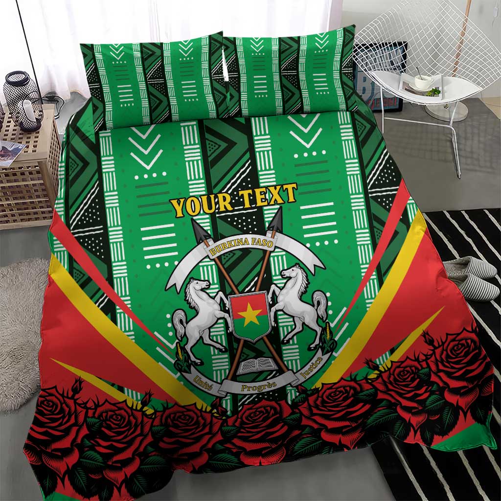 Personalised Afro Burkina Faso Bedding Set Coat Of Arms With Rose LT15