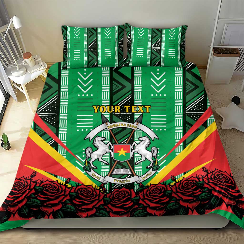 Personalised Afro Burkina Faso Bedding Set Coat Of Arms With Rose LT15