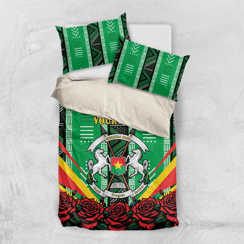Personalised Afro Burkina Faso Bedding Set Coat Of Arms With Rose LT15