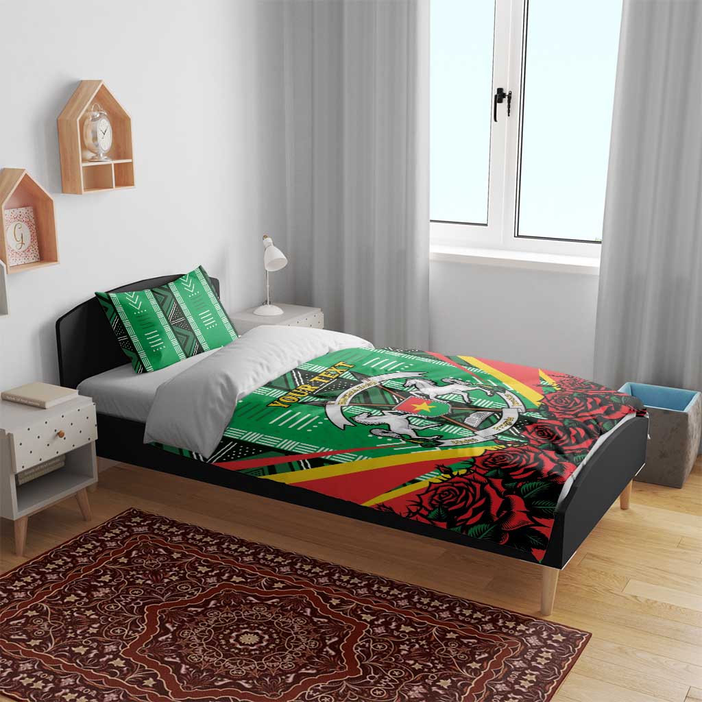Personalised Afro Burkina Faso Bedding Set Coat Of Arms With Rose LT15