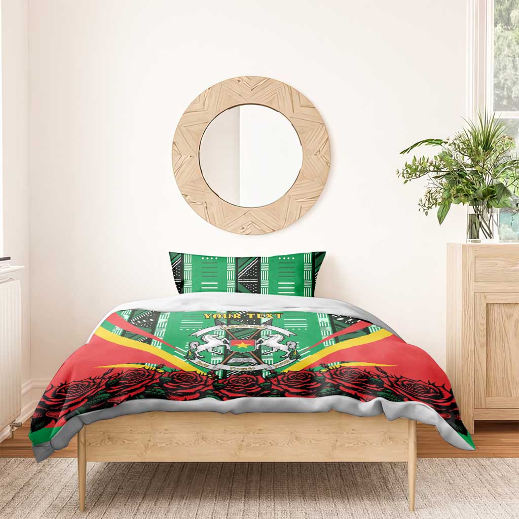 Personalised Afro Burkina Faso Bedding Set Coat Of Arms With Rose LT15