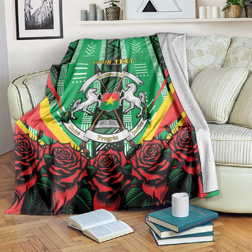 Personalised Afro Burkina Faso Blanket Coat Of Arms With Rose LT15