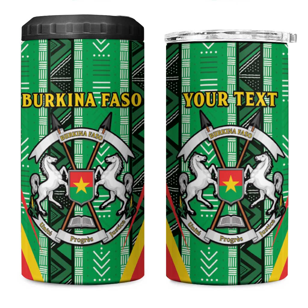 Personalised Afro Burkina Faso 4 in 1 Can Cooler Tumbler Coat Of Arms With Rose LT15