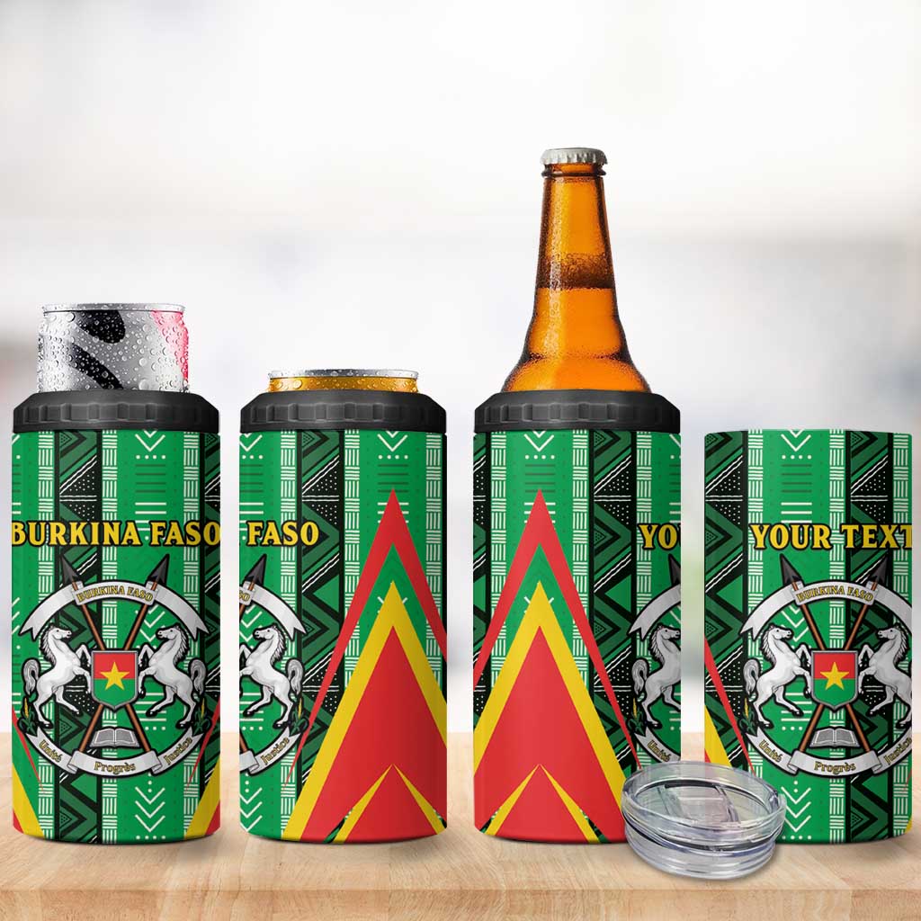 Personalised Afro Burkina Faso 4 in 1 Can Cooler Tumbler Coat Of Arms With Rose LT15