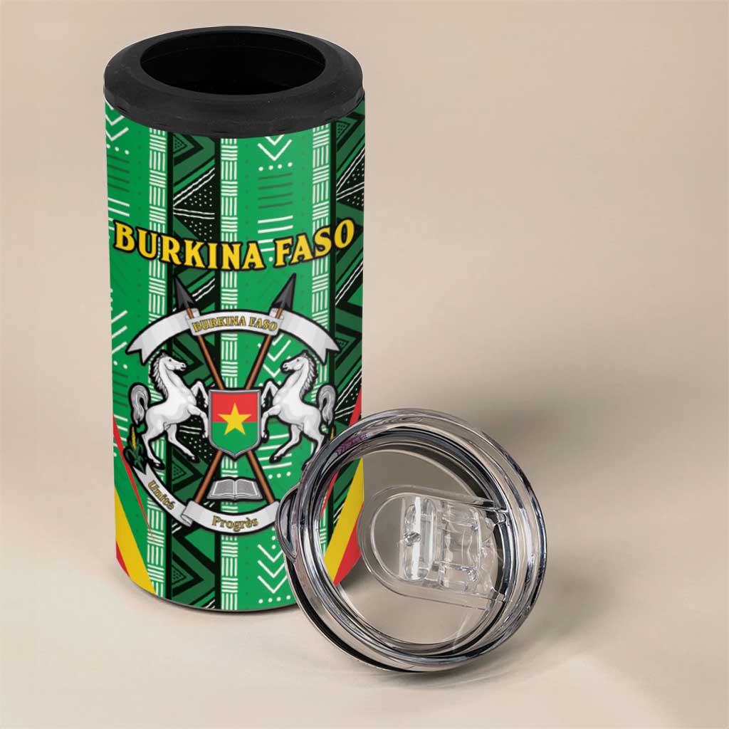 Personalised Afro Burkina Faso 4 in 1 Can Cooler Tumbler Coat Of Arms With Rose LT15