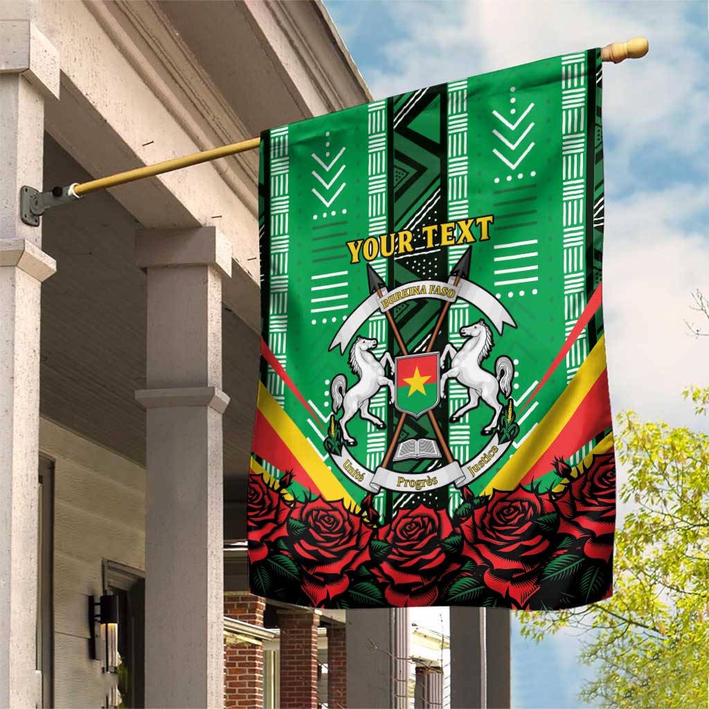 Personalised Afro Burkina Faso Garden Flag Coat Of Arms With Rose LT15