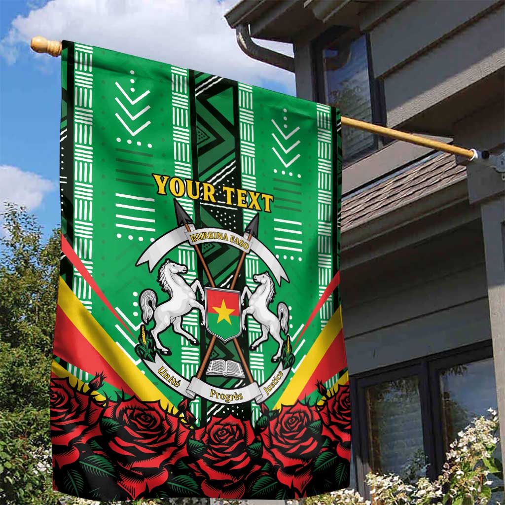 Personalised Afro Burkina Faso Garden Flag Coat Of Arms With Rose LT15