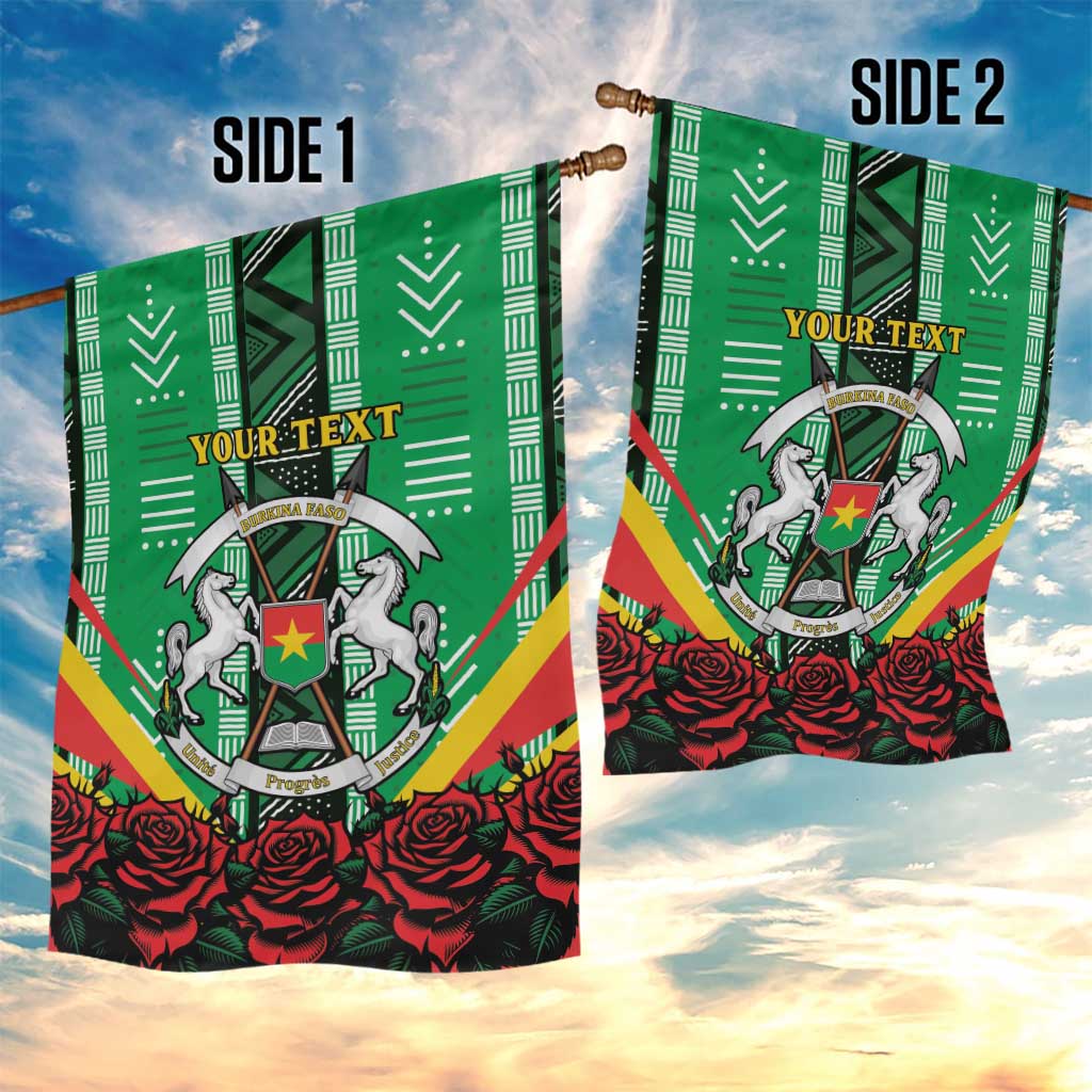 Personalised Afro Burkina Faso Garden Flag Coat Of Arms With Rose LT15