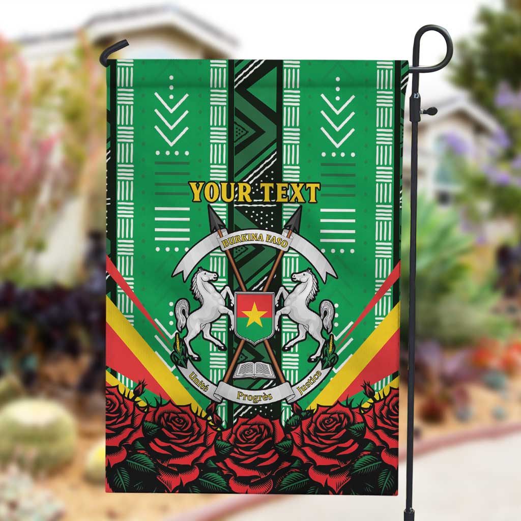 Personalised Afro Burkina Faso Garden Flag Coat Of Arms With Rose LT15