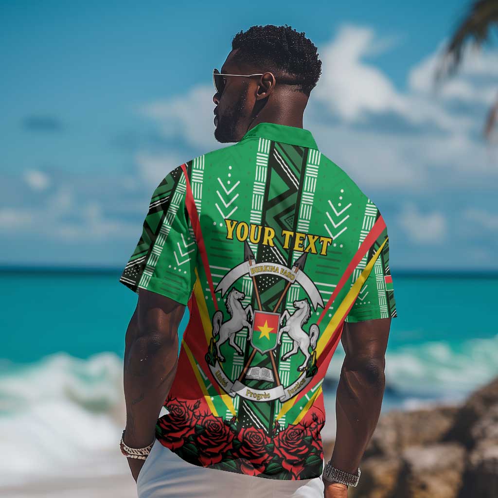 Personalised Afro Burkina Faso Hawaiian Shirt Coat Of Arms With Rose LT15
