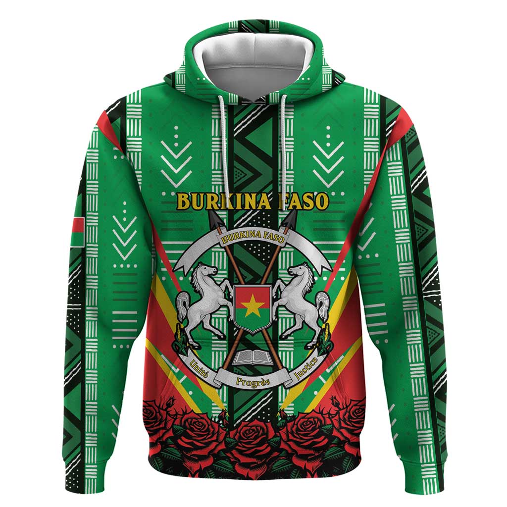 Personalised Burkina Faso Hoodie Coat Of Arms Bogolan Pattern LT15