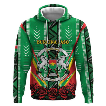 Personalised Burkina Faso Hoodie Coat Of Arms Bogolan Pattern LT15