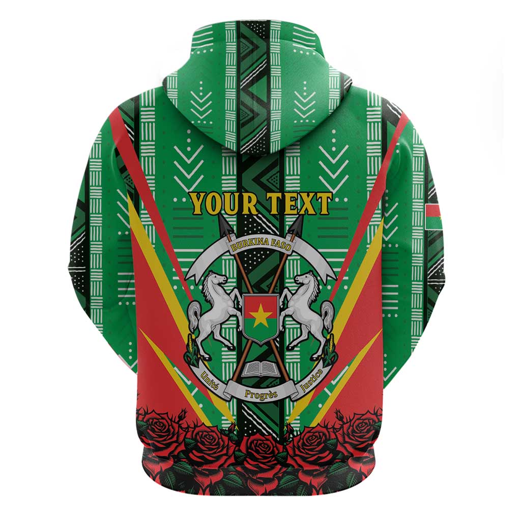 Personalised Burkina Faso Hoodie Coat Of Arms Bogolan Pattern LT15