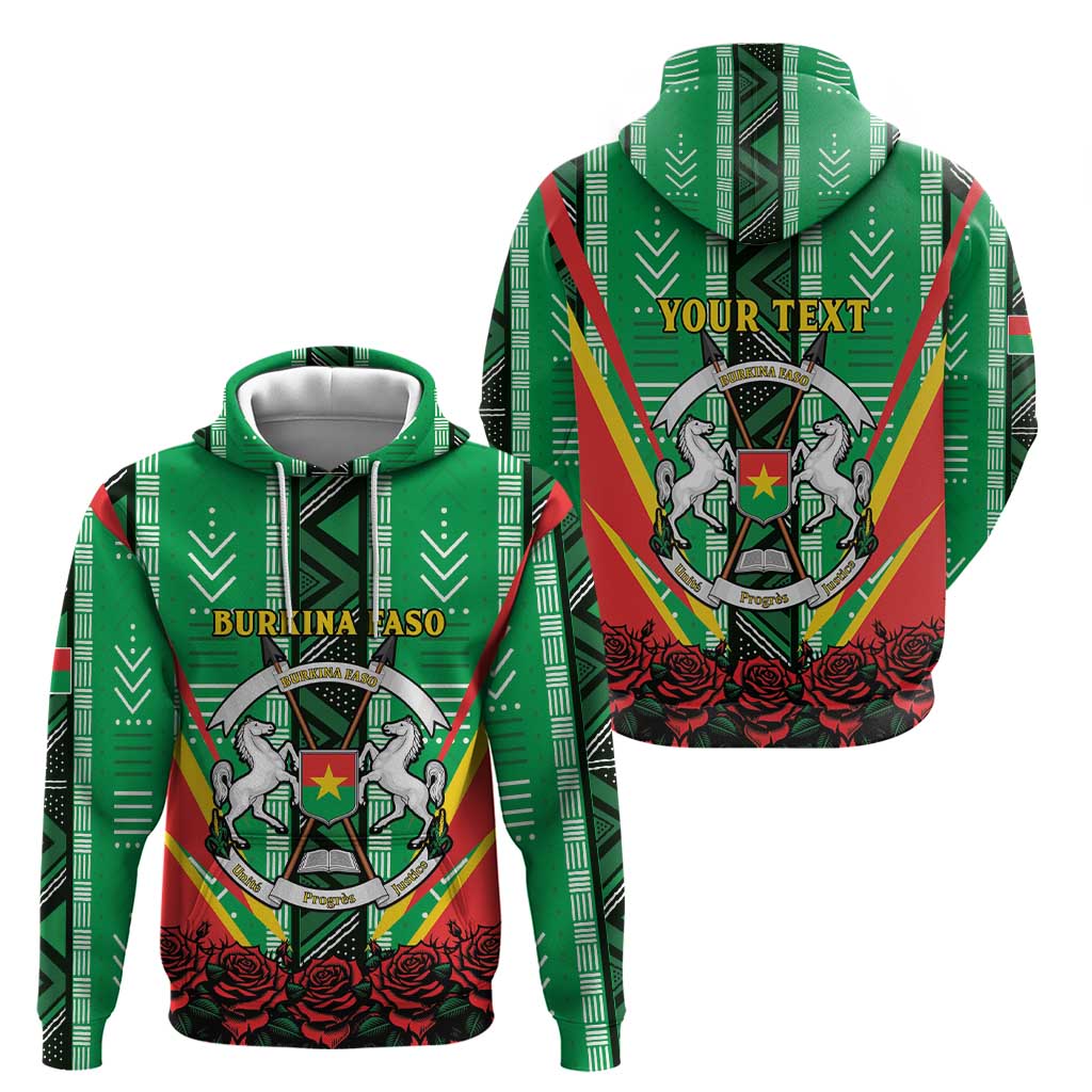Personalised Burkina Faso Hoodie Coat Of Arms Bogolan Pattern LT15
