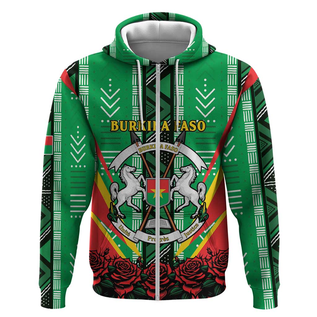 Personalised Burkina Faso Hoodie Coat Of Arms Bogolan Pattern LT15