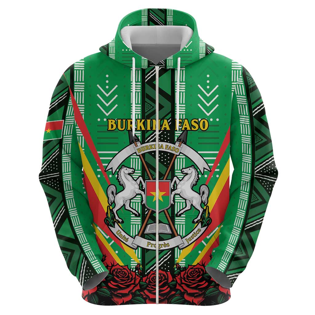 Personalised Burkina Faso Hoodie Coat Of Arms Bogolan Pattern LT15