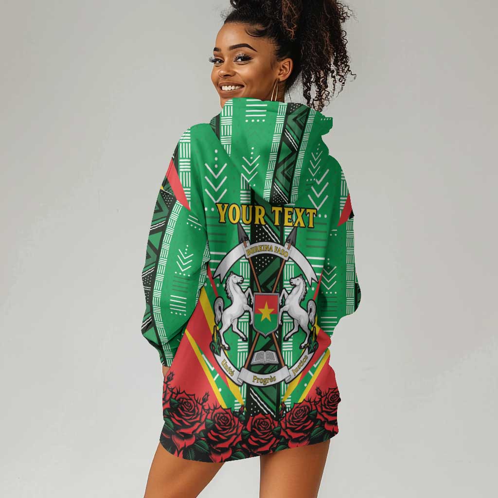 Personalised Afro Burkina Faso Hoodie Dress Coat Of Arms With Rose LT15