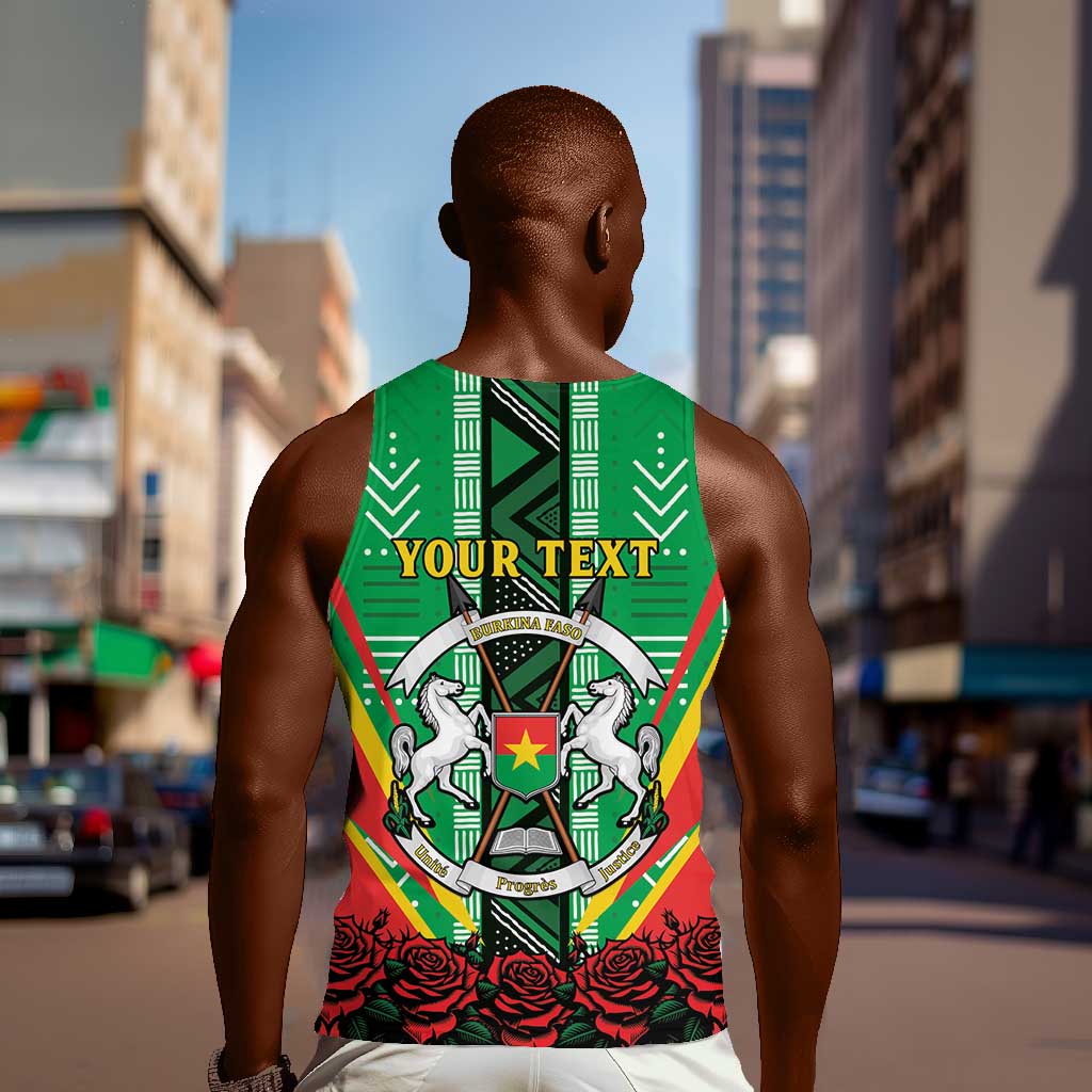 Personalised Afro Burkina Faso Men Tank Top Coat Of Arms With Rose LT15