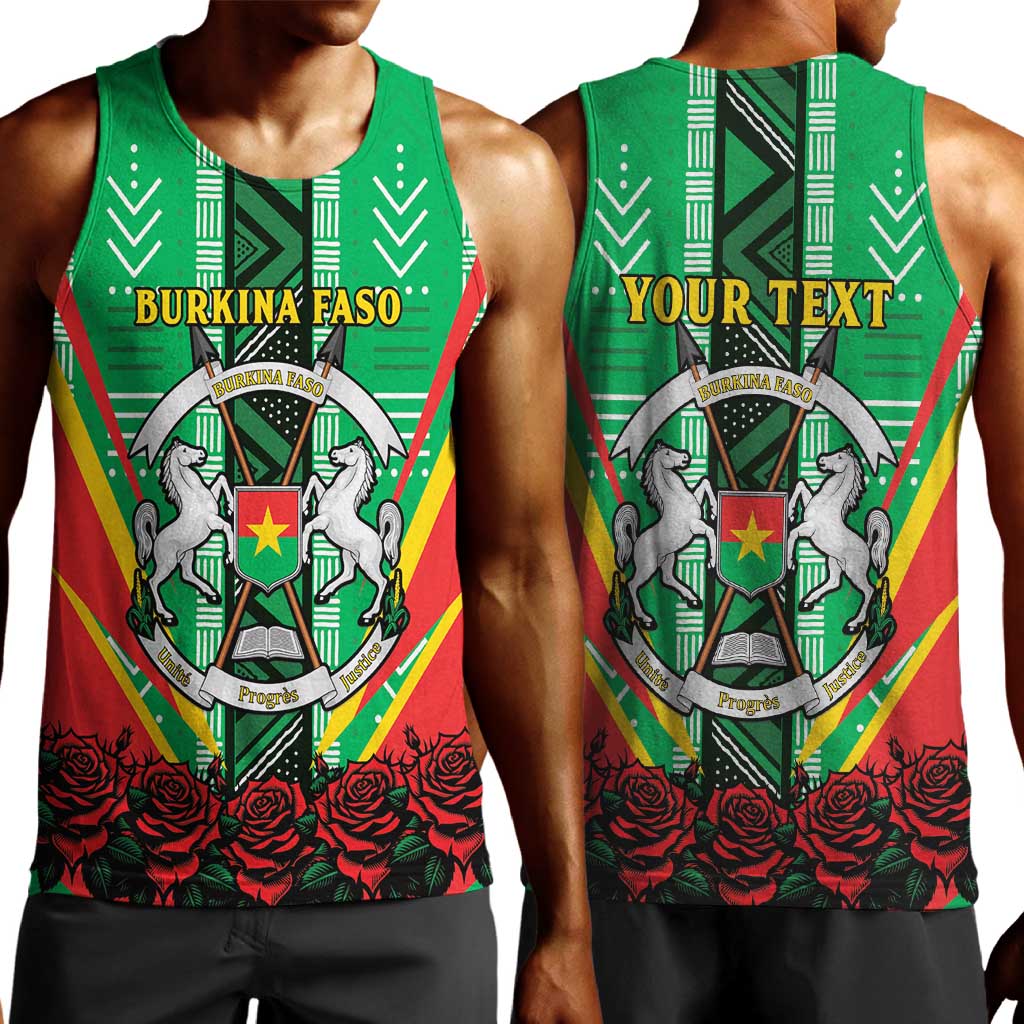 Personalised Afro Burkina Faso Men Tank Top Coat Of Arms With Rose LT15