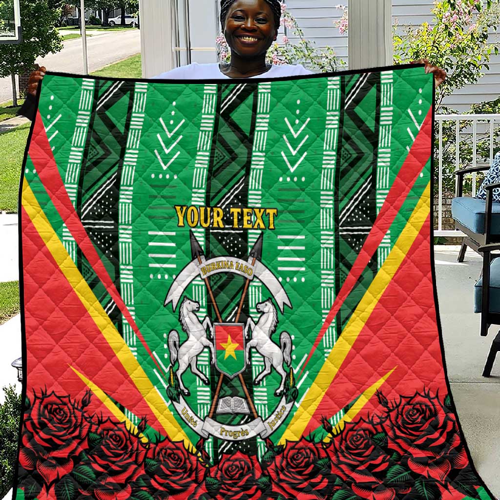 Personalised Afro Burkina Faso Quilt Coat Of Arms With Rose LT15