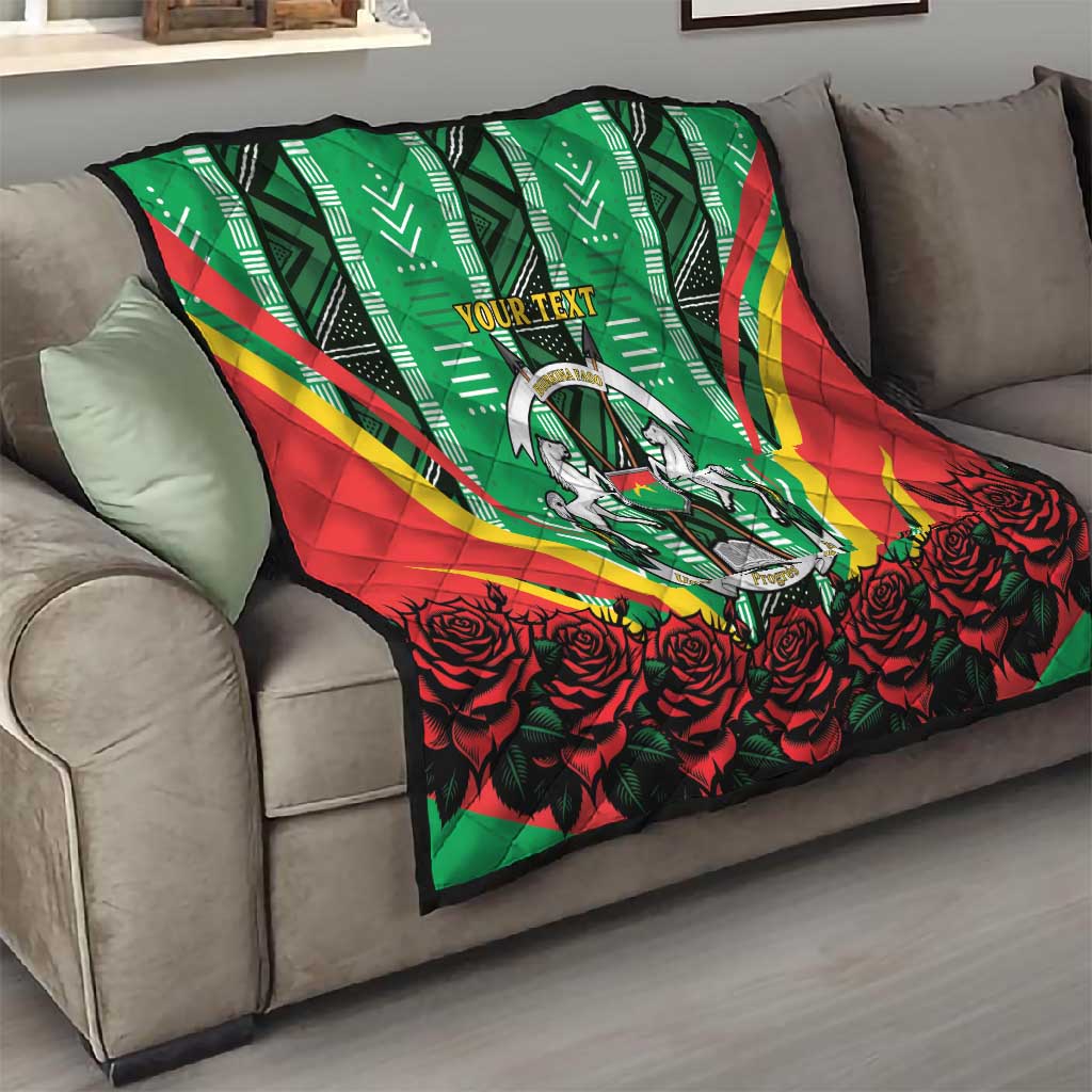 Personalised Afro Burkina Faso Quilt Coat Of Arms With Rose LT15