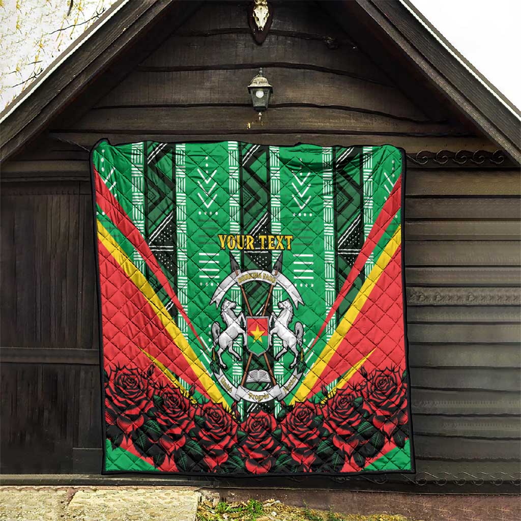 Personalised Afro Burkina Faso Quilt Coat Of Arms With Rose LT15
