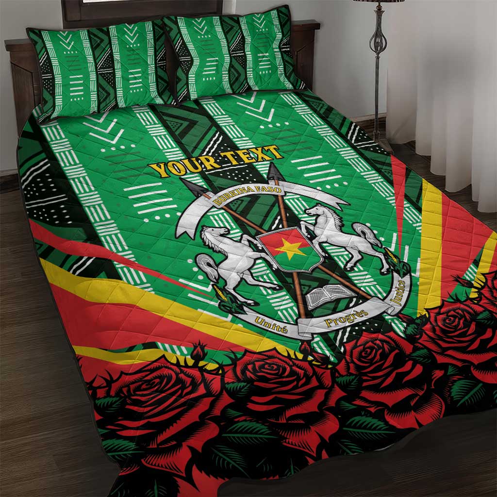Personalised Afro Burkina Faso Quilt Bed Set Coat Of Arms With Rose LT15