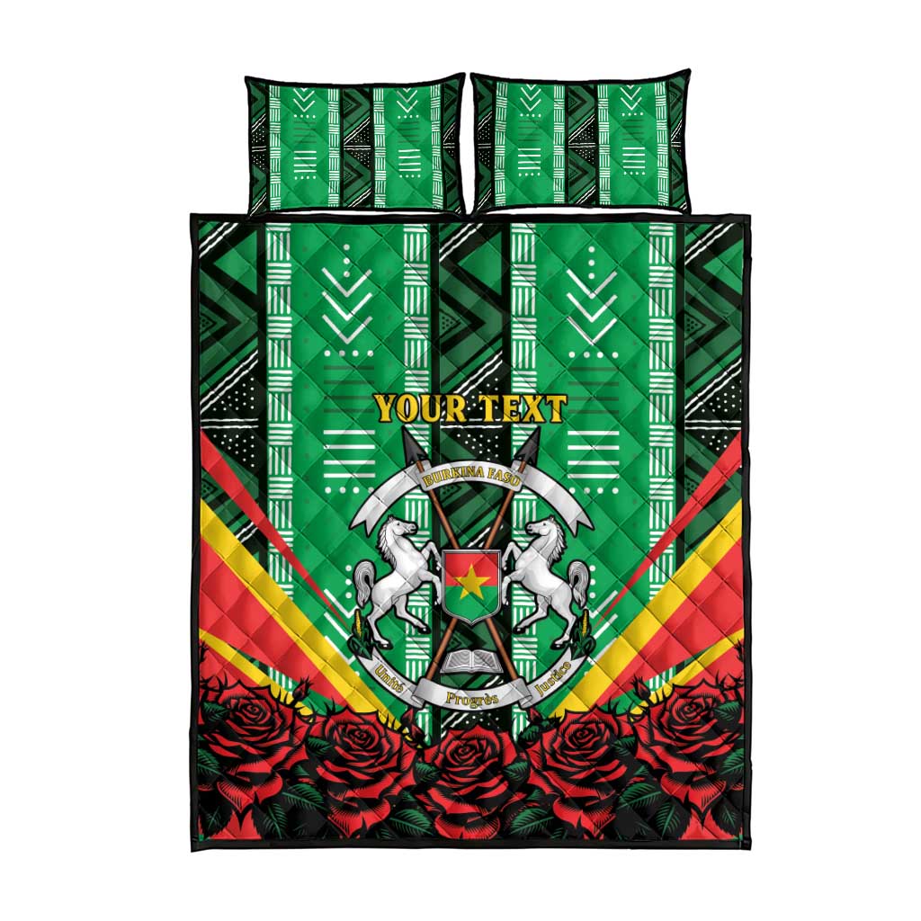 Personalised Afro Burkina Faso Quilt Bed Set Coat Of Arms With Rose LT15