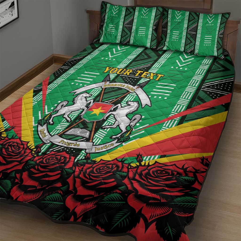 Personalised Afro Burkina Faso Quilt Bed Set Coat Of Arms With Rose LT15