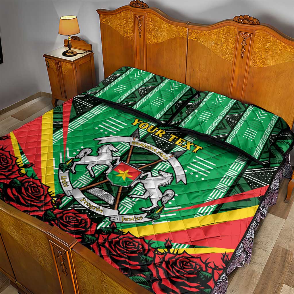 Personalised Afro Burkina Faso Quilt Bed Set Coat Of Arms With Rose LT15