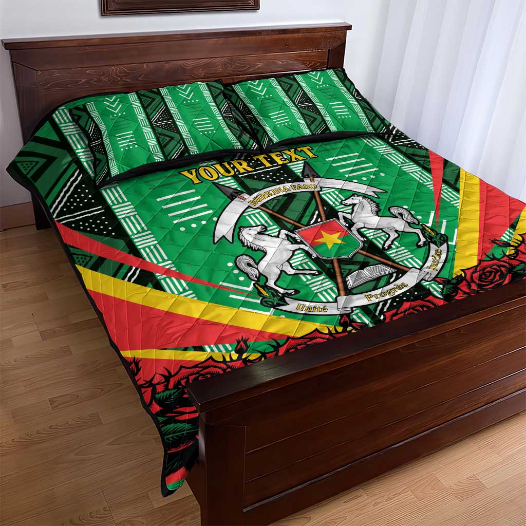 Personalised Afro Burkina Faso Quilt Bed Set Coat Of Arms With Rose LT15