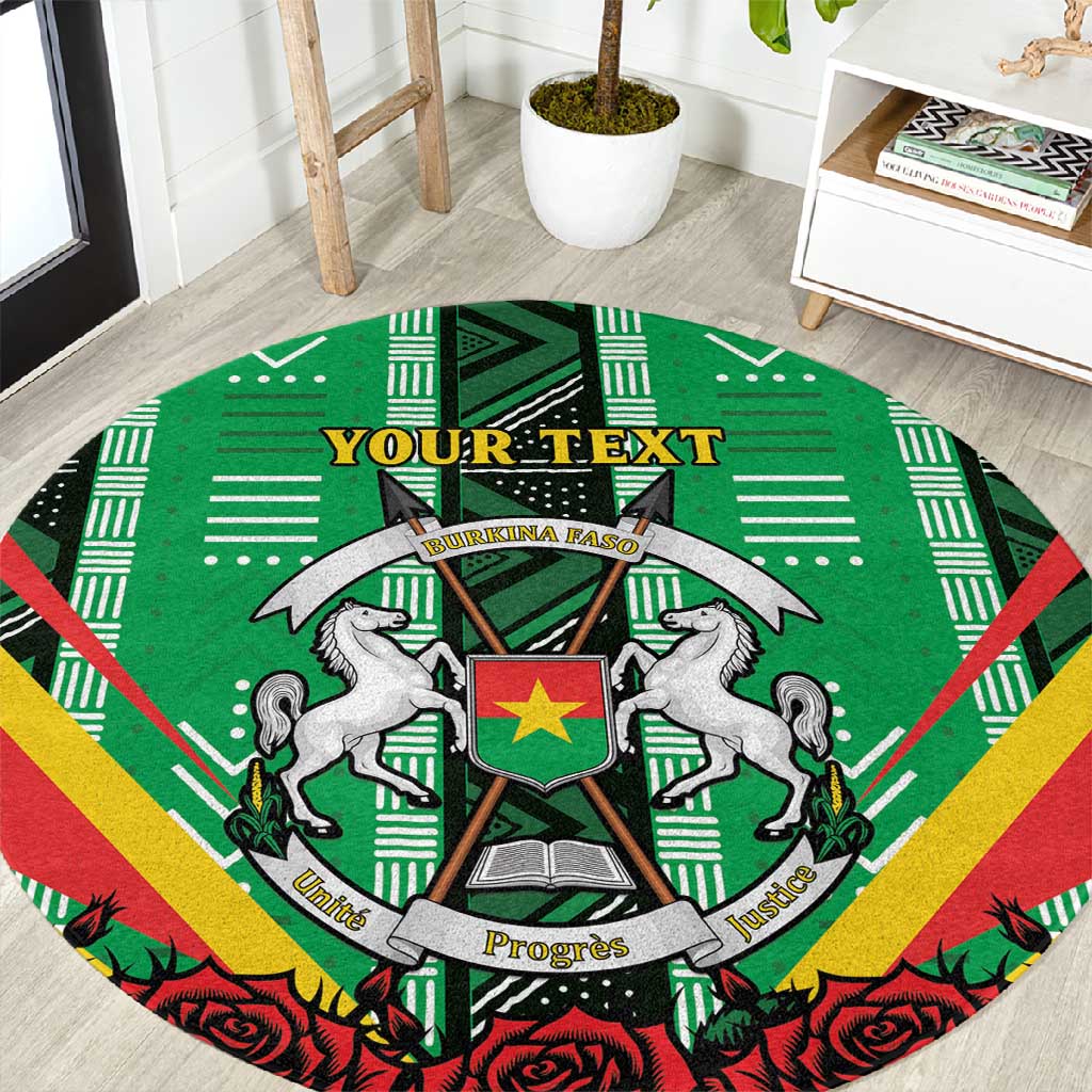 Personalised Afro Burkina Faso Round Carpet Coat Of Arms With Rose LT15