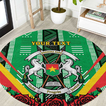 Personalised Afro Burkina Faso Round Carpet Coat Of Arms With Rose LT15