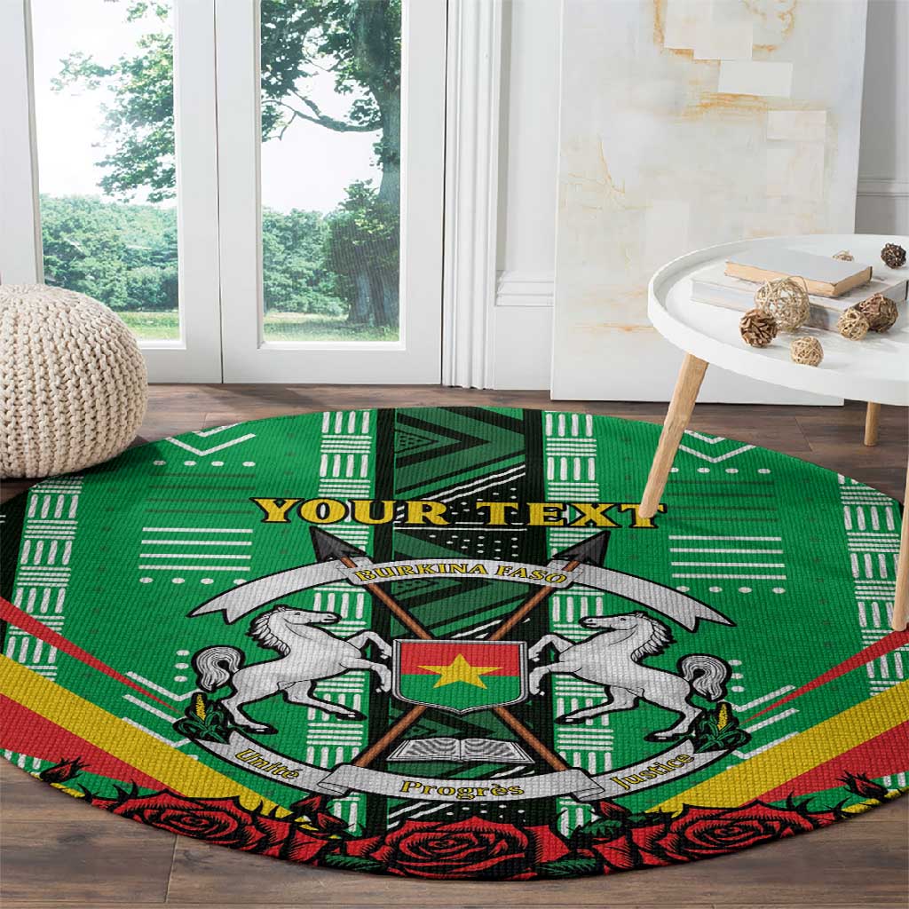 Personalised Afro Burkina Faso Round Carpet Coat Of Arms With Rose LT15