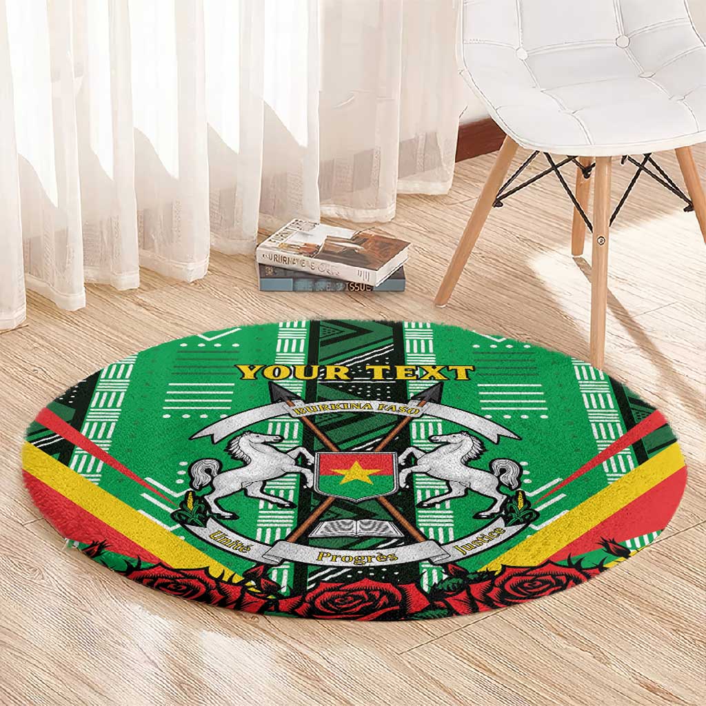 Personalised Afro Burkina Faso Round Carpet Coat Of Arms With Rose LT15
