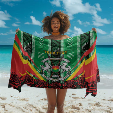 Personalised Afro Burkina Faso Sarong Coat Of Arms With Rose LT15