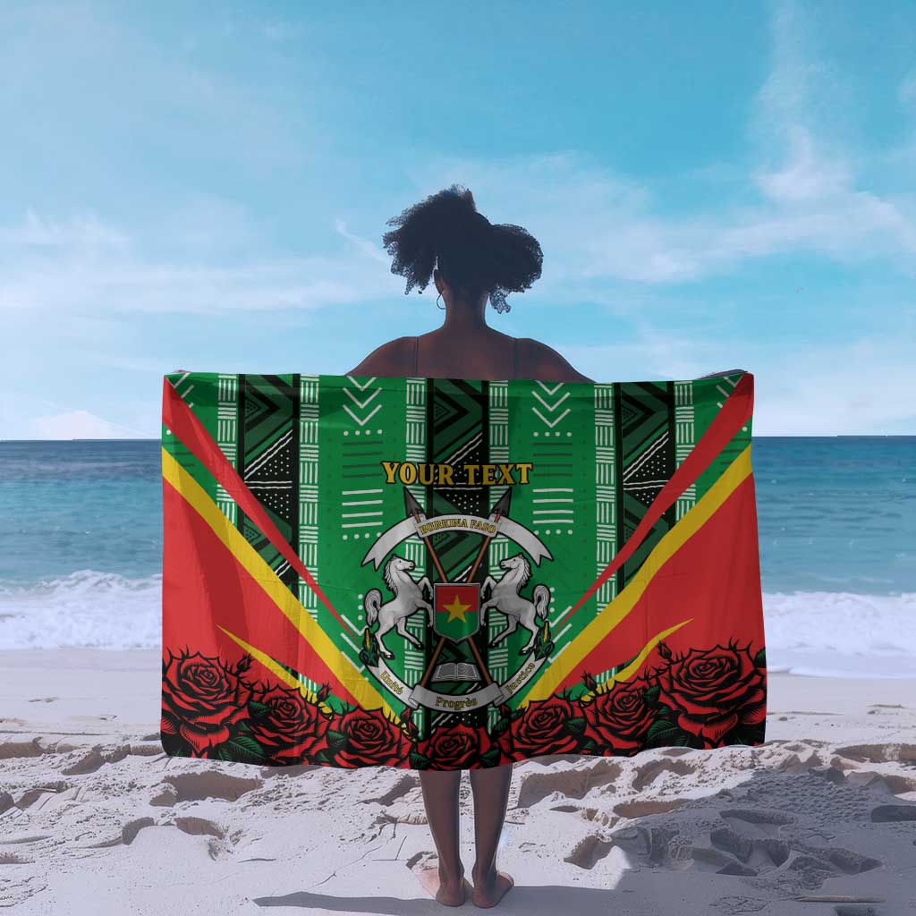Personalised Afro Burkina Faso Sarong Coat Of Arms With Rose LT15