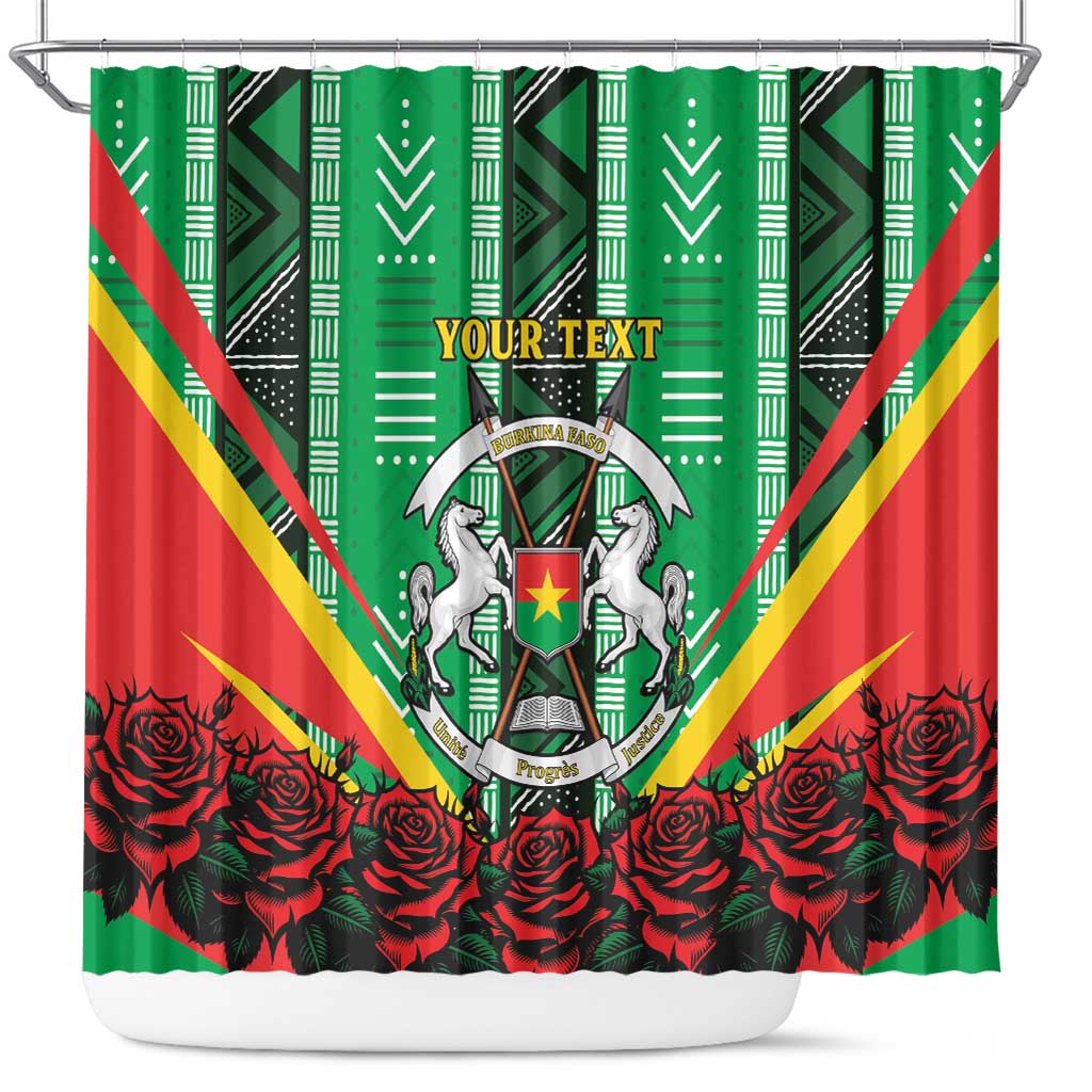 Personalised Burkina Faso Shower Curtain Coat Of Arms Bogolan Pattern LT15