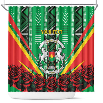 Personalised Burkina Faso Shower Curtain Coat Of Arms Bogolan Pattern LT15