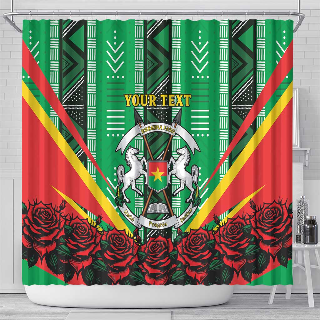 Personalised Burkina Faso Shower Curtain Coat Of Arms Bogolan Pattern LT15